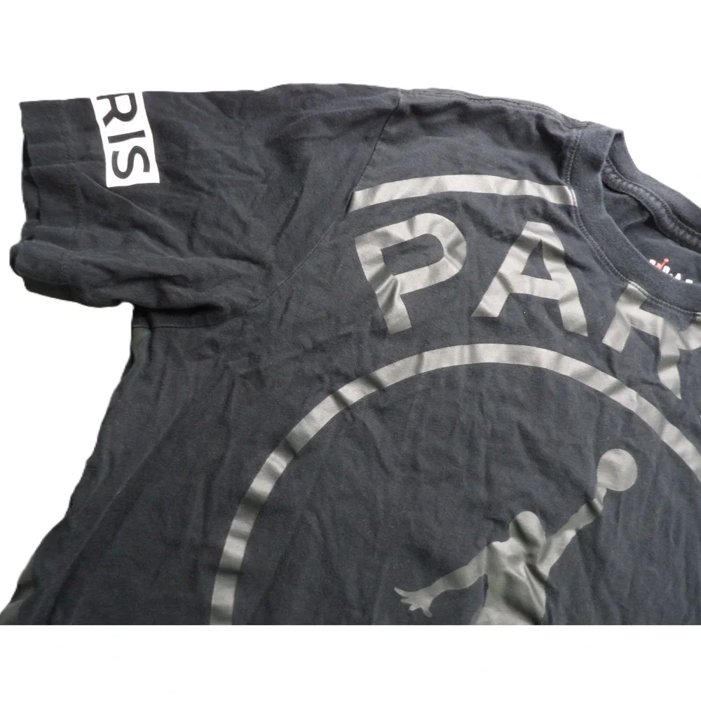 Jordan PSG Paris Saint Germain Jumpman Shirt Cotton Men L Black Graphic Tee